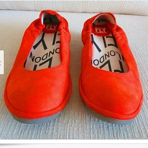 Fly London Poppy Orange Low Wedge Pumps 7.5 - Picture 2 of 8